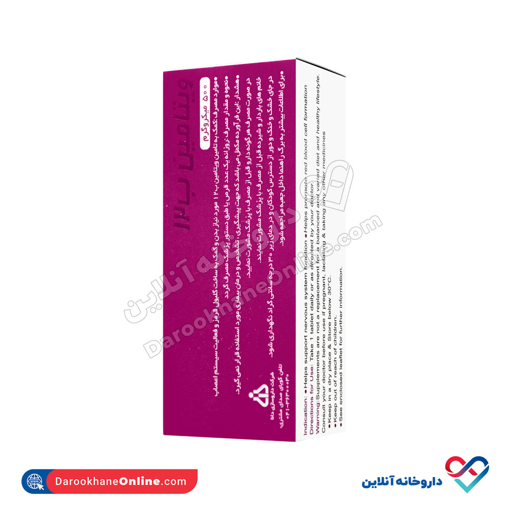 قرص ویتامین ب12 500 میکروگرمی داروسازی دانا 50 عددی - Image 3